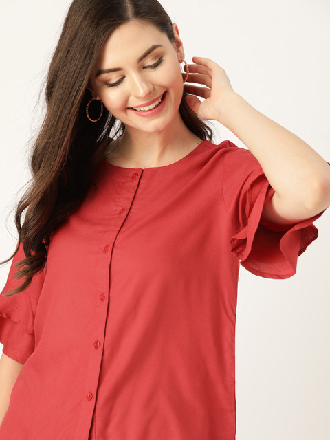 

DressBerry Women Red Solid Sustainable Top