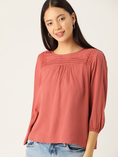 

DressBerry Women Pink Solid Boxy Top