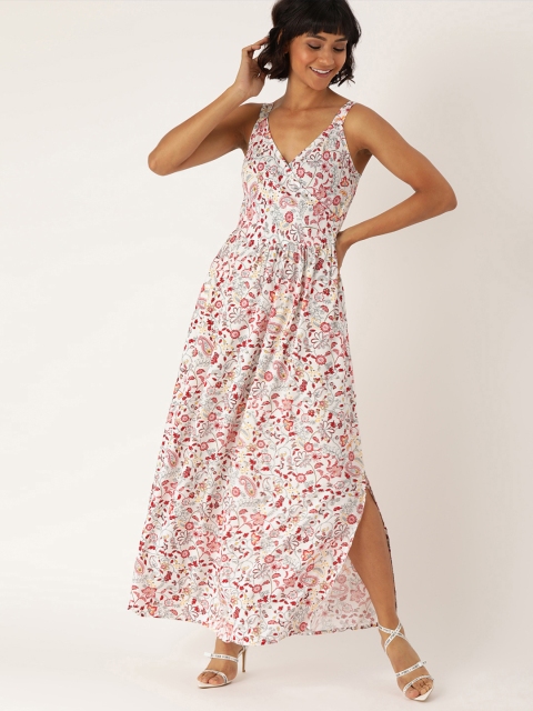 

DressBerry White & Red Ethnic Print Wrap Maxi Sustainable ECOVERO Dress