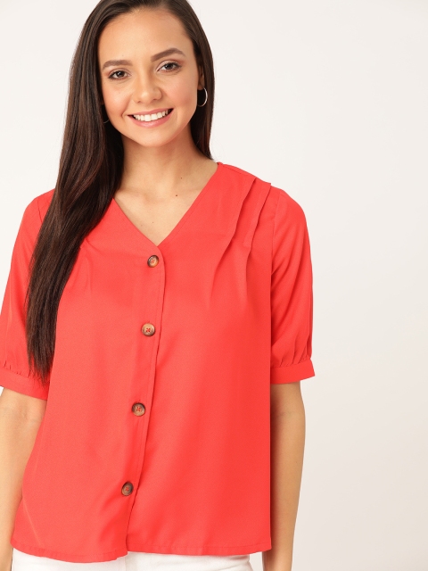 

DressBerry Women Orange Solid A-Line Top