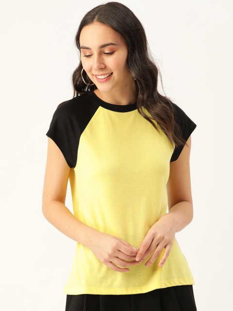 

DressBerry Women Yellow & Black Solid Round Neck T-shirt