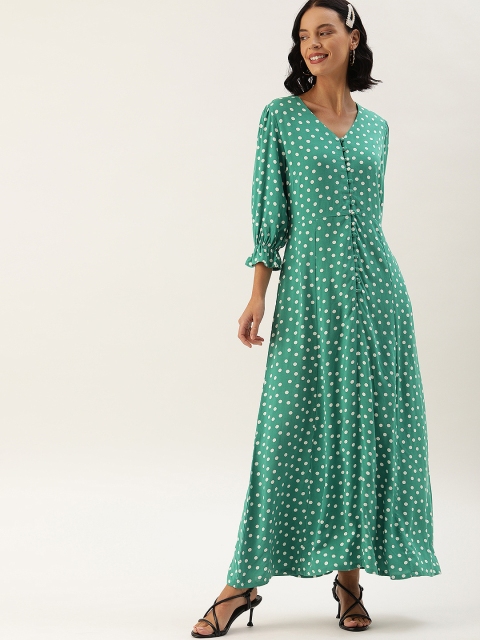 

DressBerry Green Printed A-Line Sustainable Dress