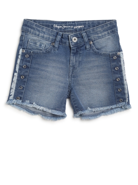 

Pepe Jeans Girls Blue Washed Regular Fit Denim Shorts