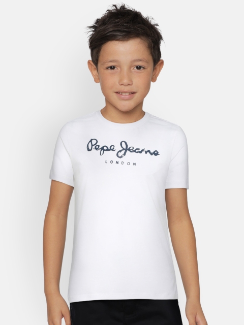

Pepe Jeans Boys White Printed ERIC SS IP Round Neck T-shirt