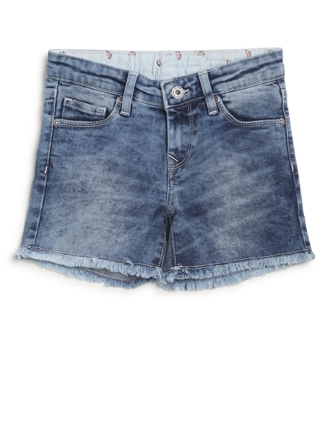 

Pepe Jeans Girls Blue Solid Denim Shorts