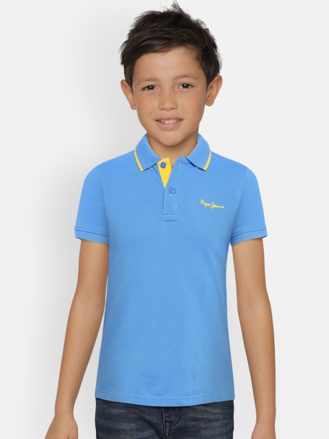 

Pepe Jeans Boys Blue Solid Polo Collar T-shirt