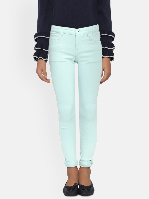 

Pepe Jeans Girls Mint Blue Tapered Fit MABEL JR IP Clean Look Jeans