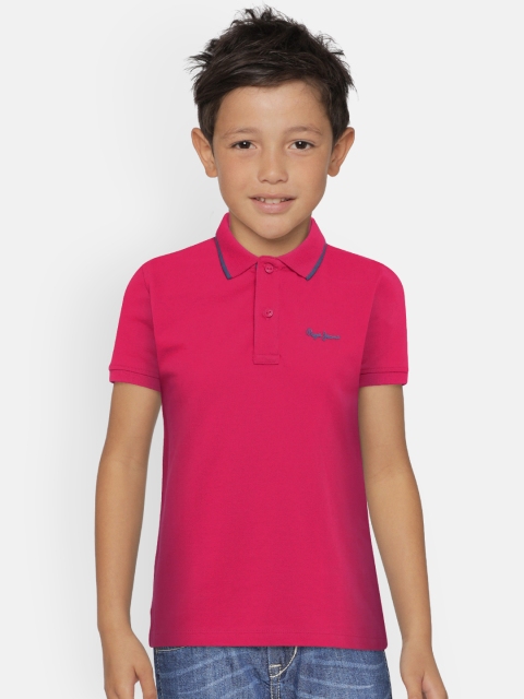 

Pepe Jeans Boys Fuchsia Solid Polo Collar T-shirt