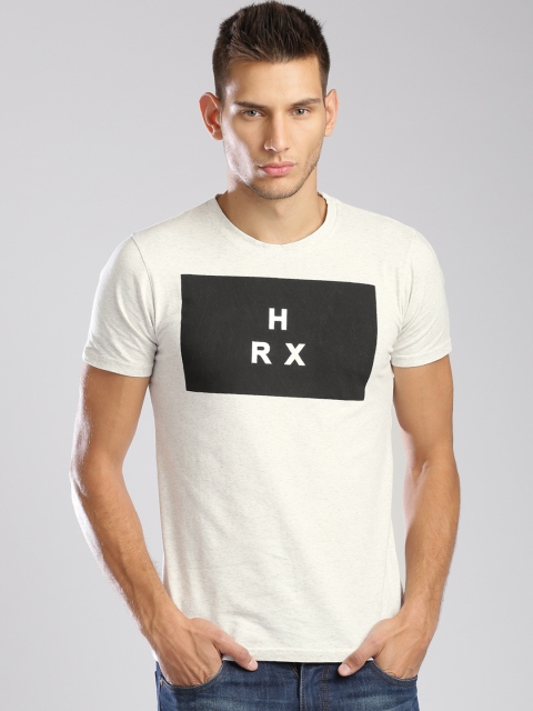 

HRX by Hrithik Roshan Grey Melange Printed T-shirt