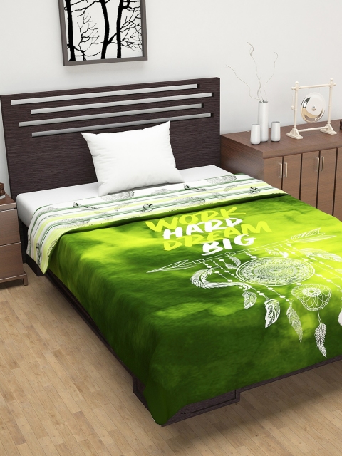 

Divine Casa Green & Yellow Abstract AC Room 120 GSM Single Bed Dohar