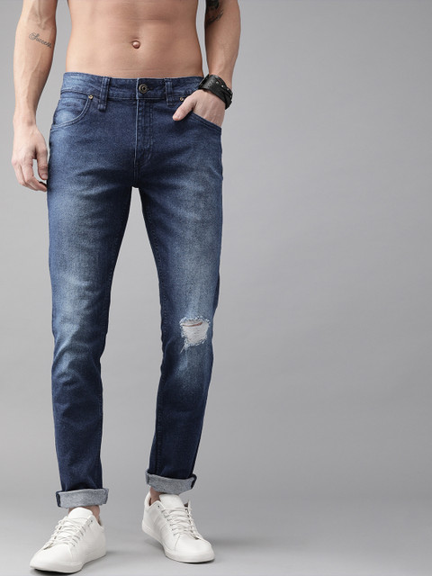 

Roadster Men Blue Skinny Fit Mid-Rise Mildly Distressed Stretchable Jeans
