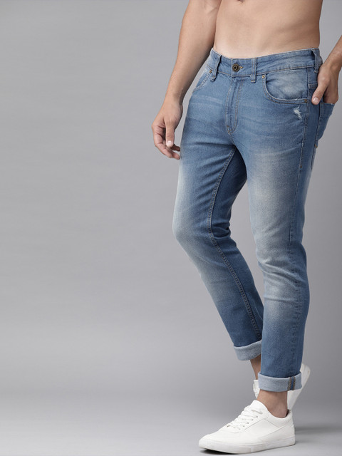 

Roadster Men Blue Skinny Fit Mid-Rise Low Distress Stretchable Jeans