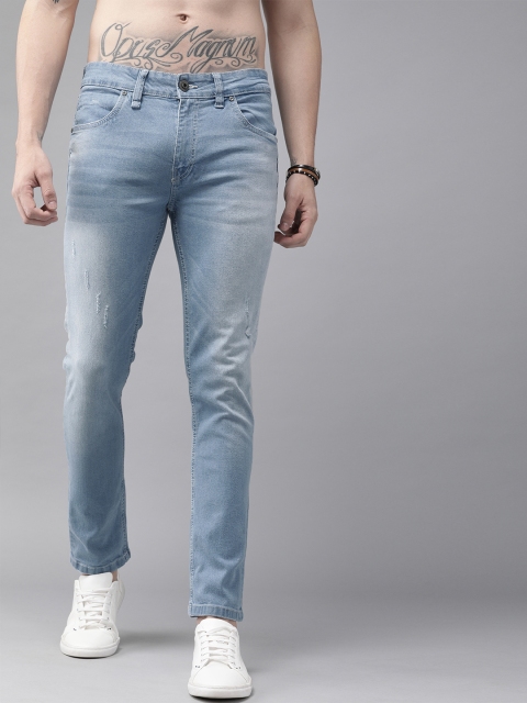 

Roadster Green Turn Men Blue Skinny Fit Mid-Rise Low Distress Waterless Stretchable Jeans