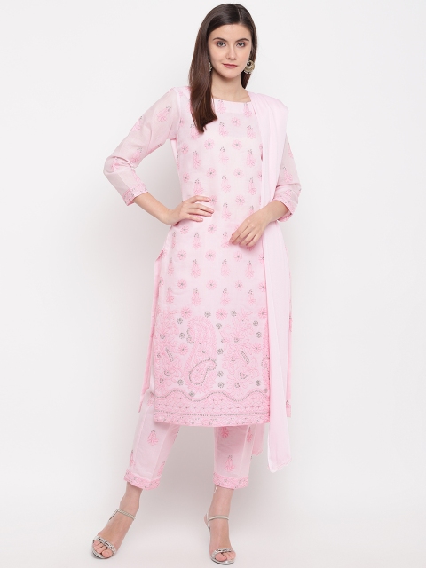 

ADA Pink & Grey Chikankari Embroidered Unstitched Dress Material