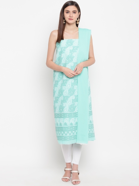 

ADA Green & White Chikankari Embroidered Unstitched Sustainable Dress Material