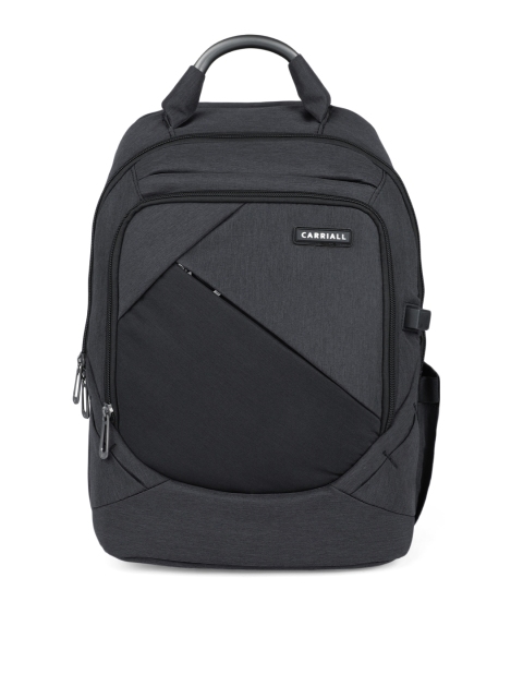 

CARRIALL Unisex Charcoal Grey Solid Backpack With USB Charging Port