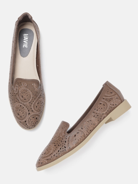 

Lavie Women Brown Embellished Cut-Out Flats