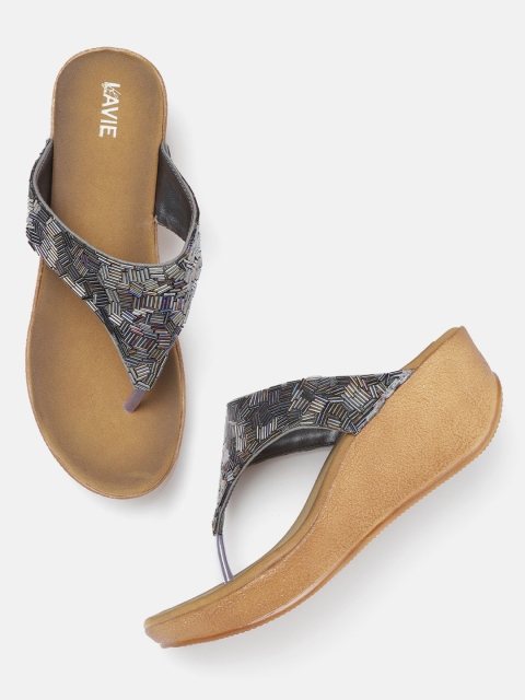 

Lavie Women Gunmetal-Toned Embellished Wedges, Metallic