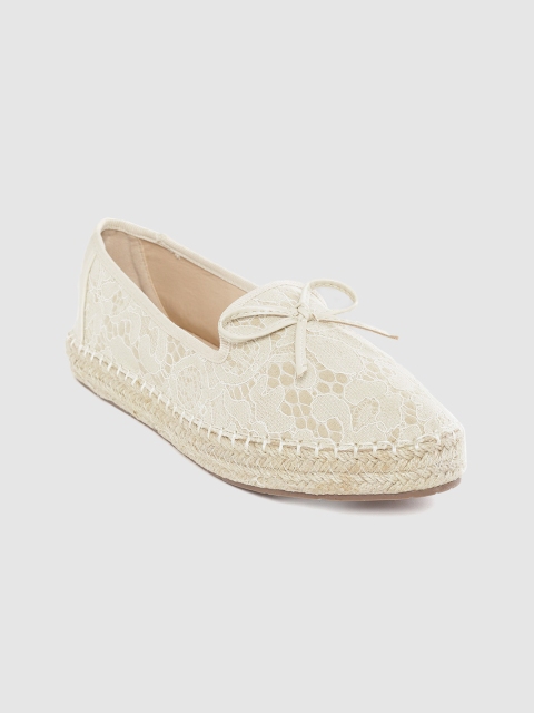 

Lavie Women Beige & Off-White Lace Espadrilles