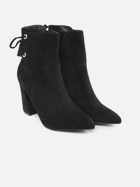 

Lavie Women Black Solid Mid-Top Heeled Boots