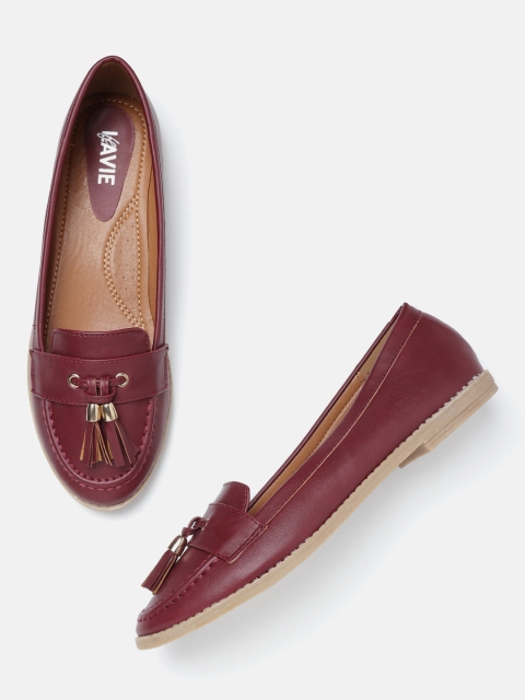 

Lavie Women Burgundy Solid Loafers with Tasselled Detail