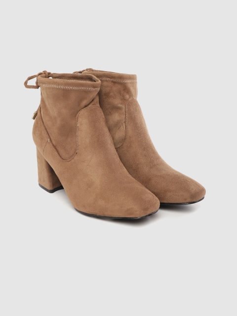 

Lavie Women Brown Solid Mid-Top Heeled Boots
