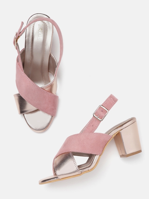 

Lavie Women Rose Gold-Toned & Dusty Pink Colourblocked Heels