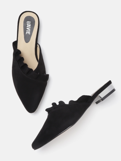 

Lavie Women Black Solid Mules with Frills