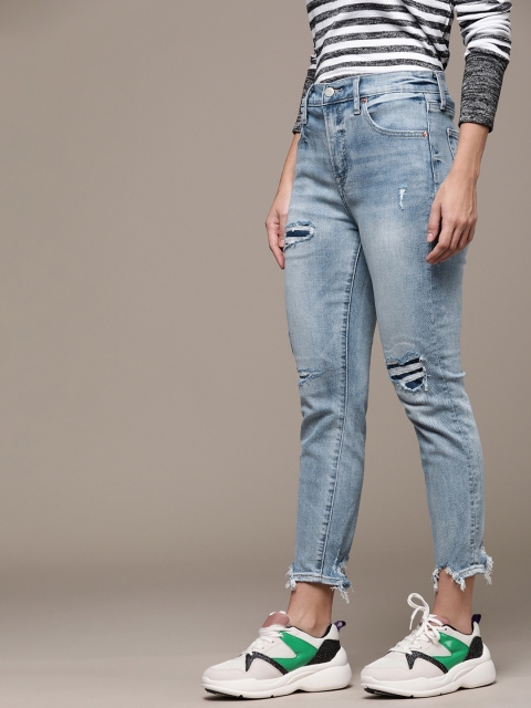 

GAP Women Blue True Skinny Fit High-Rise Highly Distressed Stretchable Jeans