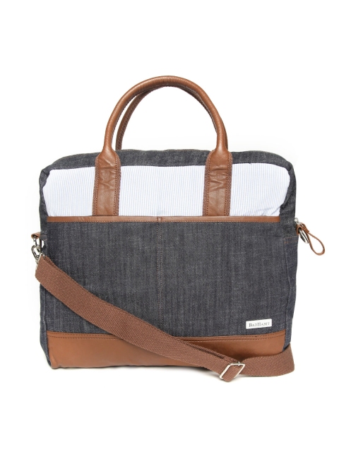 

BAD HABIT Unisex Navy Blue Solid Laptop Bag with Striped Detail