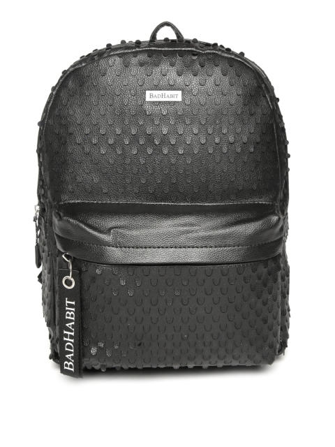 

BAD HABIT Unisex Black Textured Laptop Backpack