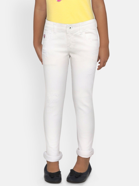 

Pepe Jeans Girls White Skinny Fit Mid-Rise Low Distress Stretchable Jeans