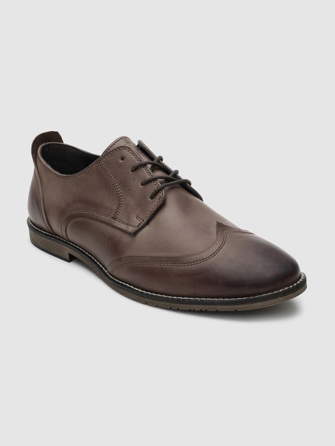 

Jack And Jones Men Brown Solid Leather Derbys