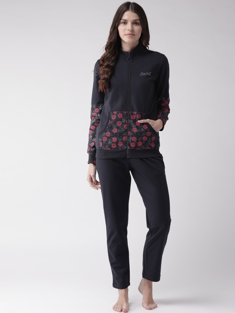 

MADAME M SECRET Women Navy Blue & Pink Printed Night Suit