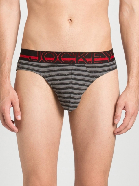 

Jockey Men Black & Grey Striped Briefs US17-0105-BSM13
