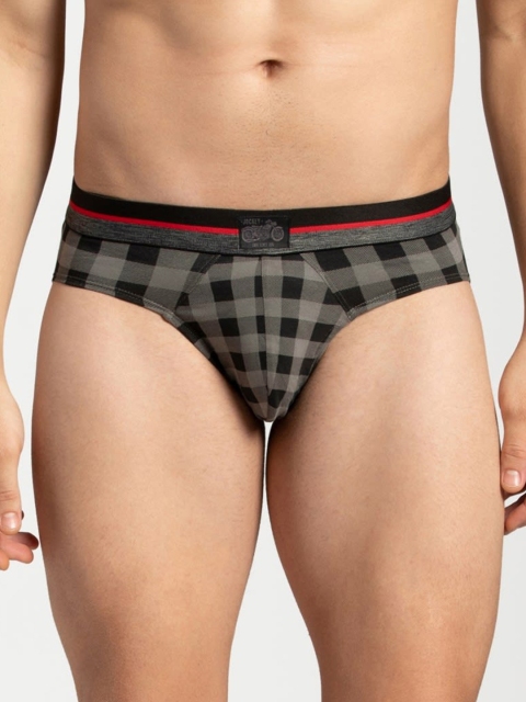 

Jockey Men Black & Grey Checked Basic Briefs ZN04-0105-BFC01