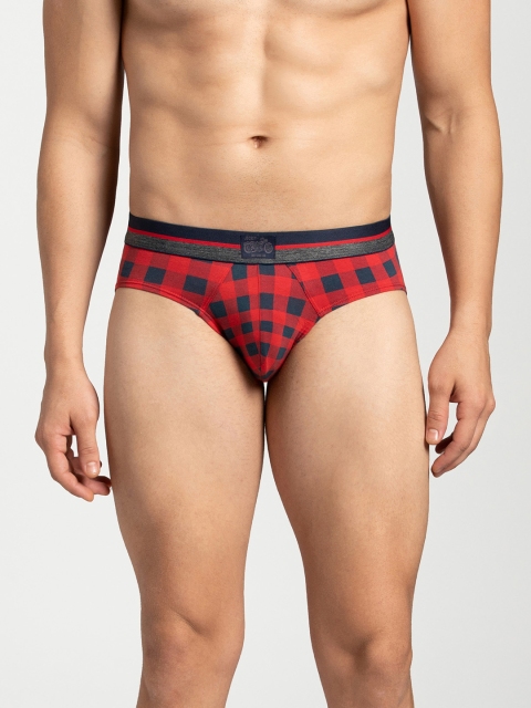 

Jockey Men Red & Navy Blue Checked Briefs ZN04-0105-BFC03