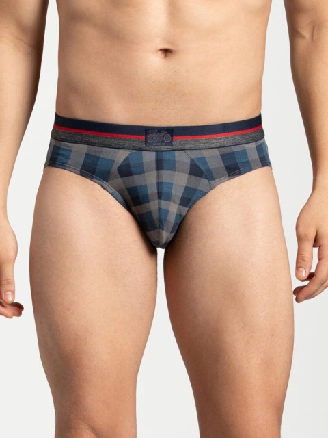 

Jockey Men Grey & Blue Checked Briefs ZN04-0105-BFC05