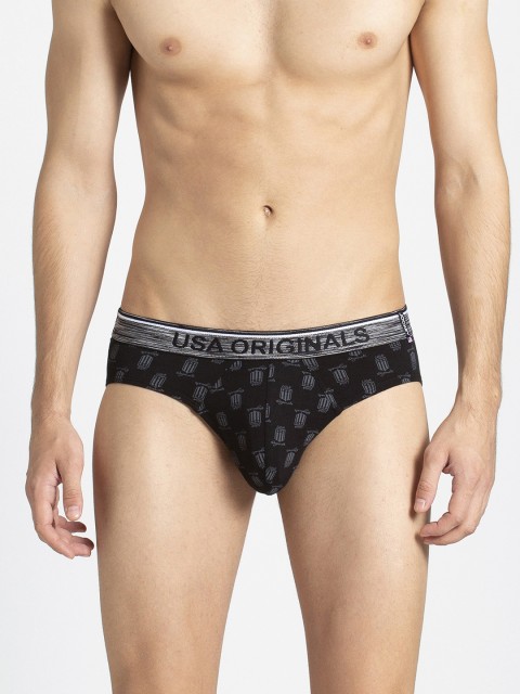 

Jockey Men Black & Grey Printed Briefs US69-0105-BLKPR