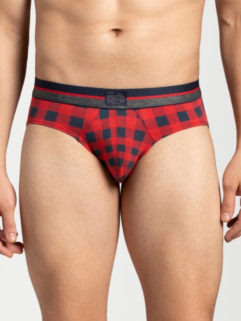 

Jockey Men Red & Blue Checked Basic Briefs ZN04-0105-BFC03