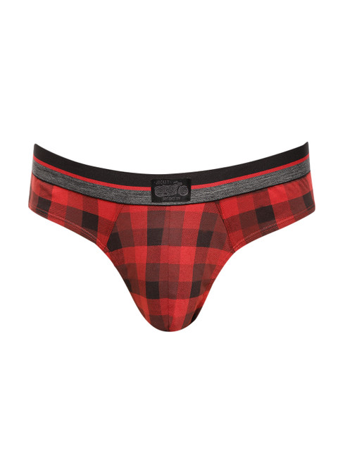 

Jockey Men Red & Black Checked Basic Briefs ZN04-0105