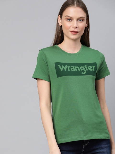 

Wrangler Women Green Printed Round Neck T-shirt