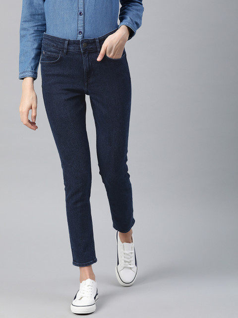

Lee Women Blue Sofia Skinny Fit High-Rise Clean Look Stretchable Cropped Jeans
