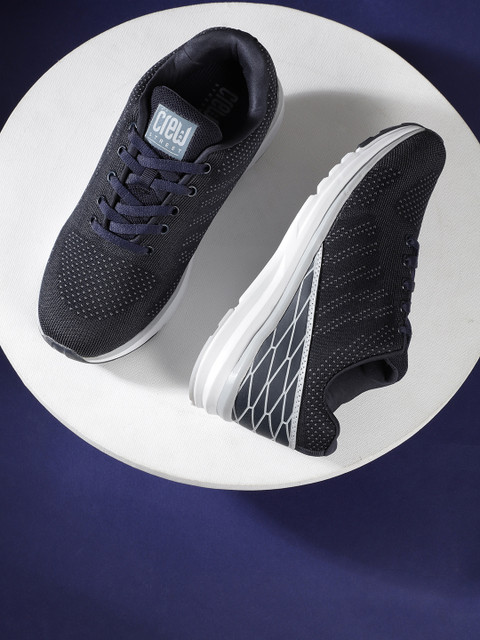 

Crew STREET Men Navy Blue Woven Design Running Shoes
