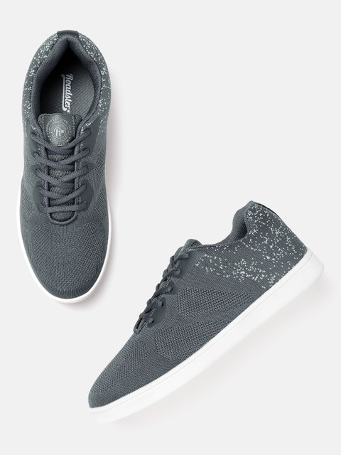 

Roadster Men Charcoal Grey Woven Design Sneakers