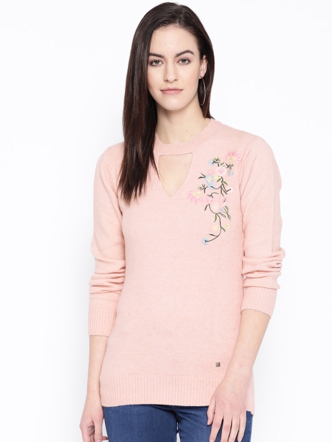 

One Femme Women Pink Solid Pullover Sweater