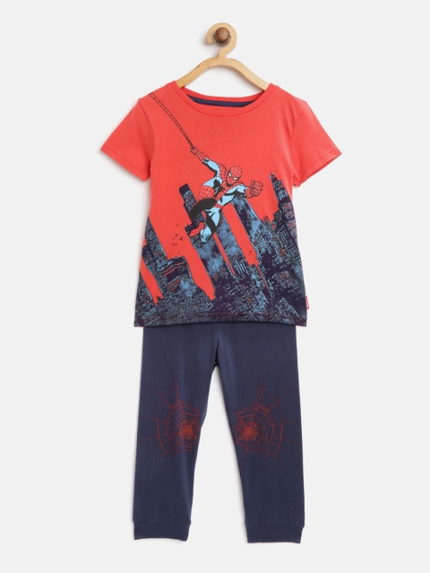 

Marks & Spencer Boys Red & Navy Blue Printed Night Suit