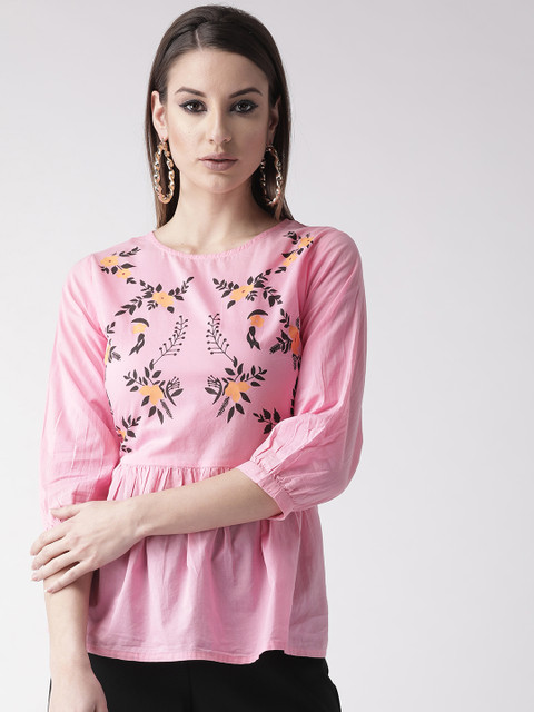

plusS Women Pink Printed A-Line Top
