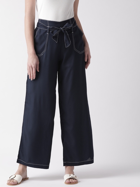 

plusS Women Navy Blue Flared Solid Parallel Trousers