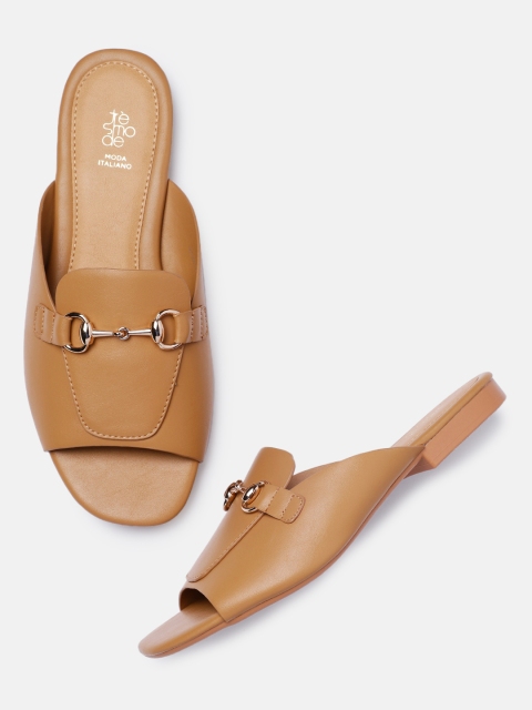 

Tresmode Women Camel Brown Solid Mules